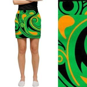 Loudmouth Golf Green/Black/Gold KEY WEST ANGRY BIRDIES Skort, Size 14